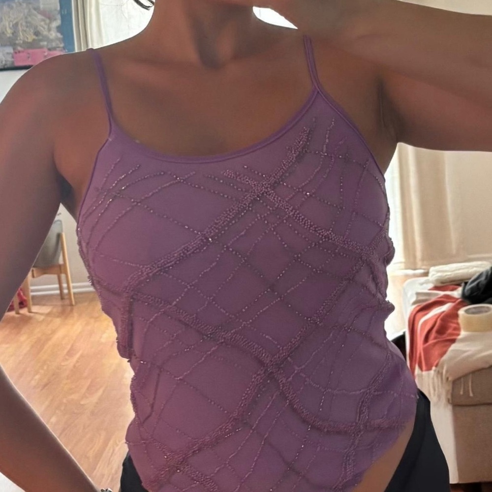 Vintage purple beaded tank top